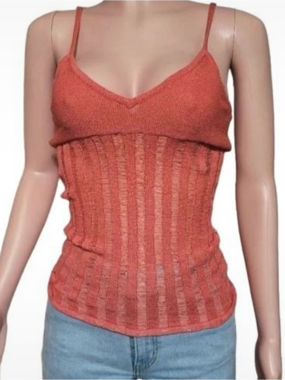 Women's Rust Knit Ribbed Camisole Tank Top S
